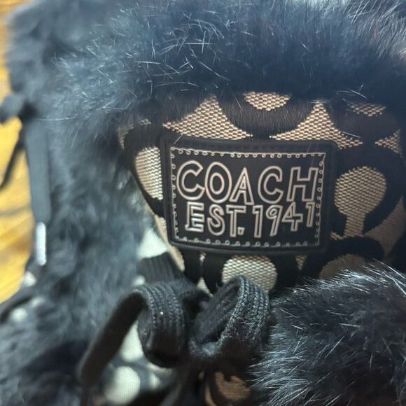 Coach Jennie Black And Gray Fur Lined Boots Size 8.5 - Picture 6 of 11